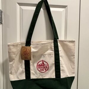 Trader Joe's Green and White Tote Bag